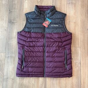 Columbia Men's Large Omni-Heat Powder Lite Vest Black Cherry/Shark Puffer